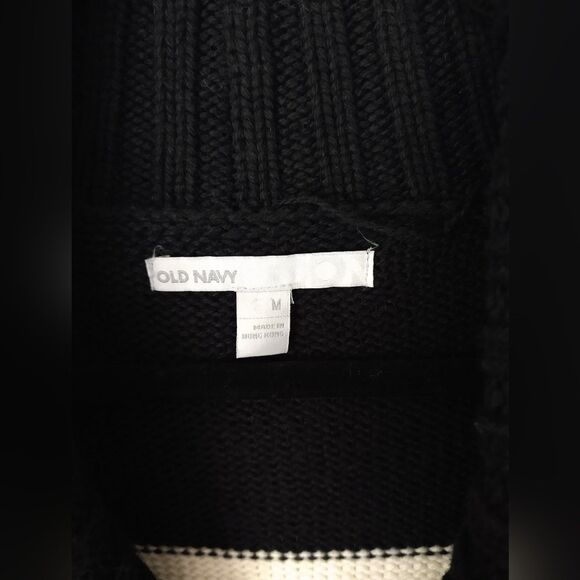 Old Navy Knit Cardigan Tan Black Aztec Southwest Cotton Lambs Wool Blend - Picture 7 of 10